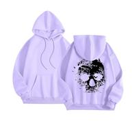 Sweat à capuche unisexe surdimensionné avec imprimé artistique de tête de mort - Sweat à capuche avec design de tête de mort sombre - Sweat-shirt streetwear pour un look alternatif, Style_g09 Violet