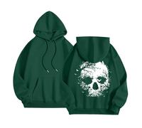 Sweat à capuche unisexe surdimensionné avec imprimé artistique de tête de mort - Sweat à capuche avec design de tête de mort sombre - Sweat-shirt streetwear pour un look alternatif, Style_g04 Vert, S