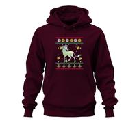 Sweat à capuche unisexe « The Last Licorne » - Ugly Christmas Sweater Noël, bordeaux, L
