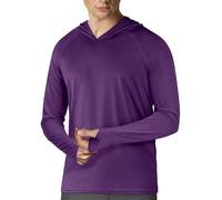 Sweat à capuche UPF50+ à manches longues pour homme, protection solaire, rashguard pour la pêche, l'extérieur, la course à pied, le soleil, chemise légère, séchage rapide, violet, Taille XL