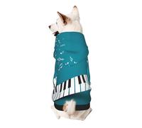 Sweat à capuche vert et blanc avec imprimé touches de piano pour petits chiens, chaud, doux et respirant, facile à porter pour l'hiver et l'automne chaud
