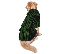 Sweat à capuche vert pour chien avec impression binaire - Chaud, doux et respirant - Pour chiens de taille moyenne à grande - Facile à porter, pour l'hiver et l'automne