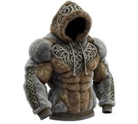 Sweat à capuche Viking Femme Pull Nordique Imprimé 3D Vikings Cosplay Rétro Costumes de Carnaval Pull d'hiver Confortable Pull à Capuche Doux Pull à Manches Longues Sweatshirt Nordique Décontracté