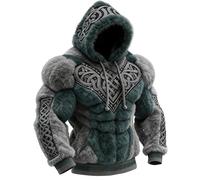 Sweat à capuche Viking Femme Pull Nordique Imprimé 3D Vikings Cosplay Rétro Costumes de Carnaval Pull d'hiver Confortable Pull à Capuche Doux Pull à Manches Longues Sweatshirt Nordique Décontracté