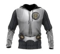 Sweat à capuche Viking Men's, sweat à armure Celtic Wolf imprimé en 3D, manteaux de veste à manche décontractée à manches longues à manches longues à manches longues à manches longues