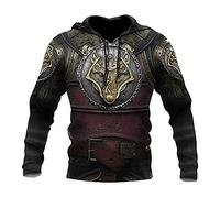 Sweat à capuche Viking Men's, sweat à armure Celtic Wolf imprimé en 3D, manteaux de veste à manche décontractée à manches longues à manches longues à manches longues à manches longues