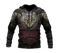 Sweat à capuche Viking Men's, sweat à armure Celtic Wolf imprimé en 3D, manteaux de veste à manche décontractée à manches longues à manches longues à manches longues à manches longues