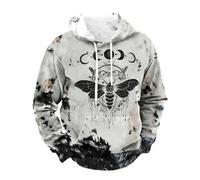 Sweat à capuche viking pour homme et femme - Imprimé 3D - Mythe nordique - Tatouage - Costume de carnaval - En flanelle - Confortable - Aspect musculaire, Q gris clair, XXXL