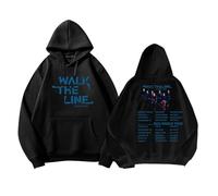 Sweat à Capuche Walk The Line 2025 World Tour Support Merch Sweat-Shirt Unisexe en Coton(A Black,XL)