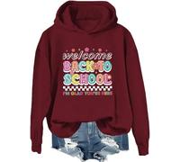 Sweat à capuche « Welcome Back To School » « Welcome Back To School » « Welcome Back To School » pour enseignants, bordeaux, XL