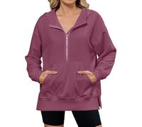 Sweat à capuche western Y2K à manches longues pour femme - Coupe ample - Hiver et automne - Tendance - Avec capuche - Université - Confort essentiel - Esthétique - Mode, bordeaux, M