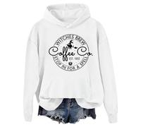 Sweat à capuche Witches Brew Coffee Halloween pour femme, blanc, L