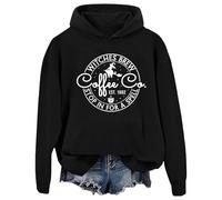 Sweat à capuche Witches Brew Coffee Halloween pour femme, Noir , S
