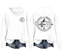 Sweat à capuche Witches Brew Coffee Halloween pour femmes Witches Brew Coffee Stop In For A Spell Hoodie, blanc, XL