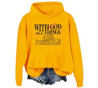 Sweat à capuche « With God All Things Are Possible », dictons de foi, dieu chrétien pour femmes, Jaune-D., M