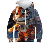 Sweat à capuche Wizard And Dragon pour enfants garçons filles sweat à capuche automne haut décontracté vêtements fille vêtements manches longues pull amusant cool, Astronaute tigre, 8-10 Years