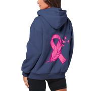 Sweat à capuche Y2K avec cordon de serrage et fermeture éclair intégrale pour femme - Sweat à capuche doublé en polaire confortable pour adolescents - Pour la sensibilisation au cancer du sein