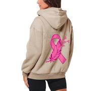Sweat à capuche Y2K avec cordon de serrage et fermeture éclair intégrale pour femme - Sweat à capuche doublé en polaire confortable pour adolescents - Pour la sensibilisation au cancer du sein