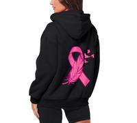 Sweat à capuche Y2K avec cordon de serrage et fermeture éclair intégrale pour femme - Sweat à capuche doublé en polaire confortable pour adolescents - Pour la sensibilisation au cancer du sein