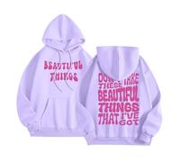 Sweat à capuche Y2K avec inscription « Don't Take These Beautiful Things That I'Ve Got » pour femme - Tendance - Décontracté - Avec lettres - Léger - Gothique - Mode universitaire, violet, L