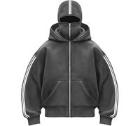 Sweat à capuche Y2K for homme avec cagoule, sweat à capuche surdimensionné avec fermeture éclair, double capuche, coupe-vent, chaud, hiver, veste de transition, unisexe(A,M)