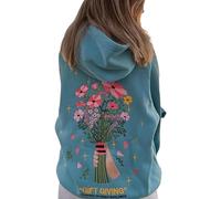 Sweat à capuche Y2k surdimensionné en polaire avec motif floral pour adolescentes, bleu, M
