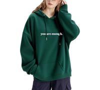 Sweat à capuche « You Are Enough » - Pour la santé mentale - Pour homme et femme - Confortable et décontracté, Vert, XS