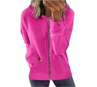 Sweat à capuche zippé à manches longues décontracté côtelé pour femme - Cardigan ample et confortable - Veste mi-saison d'automne avec poches, S