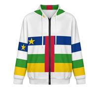 Sweat À Capuche Zippé À Manches Longues Et Poches pour Homme Veste À Capuche Surdimensionnée Imprimé Drapeau De L'Afrique Centrale Sweat-Shirt Unisexe Vêtements De Sport Décontractés Tailles S À 5XL