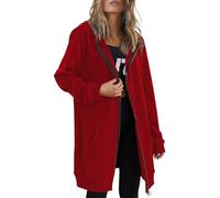 Sweat à capuche zippé à manches longues pour femme - Veste polaire surdimensionnée avec poches, Rouge, 5XL