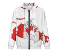 Sweat À Capuche Zippé À Manches Longues pour Homme - Sweat-Shirt De Sport À Capuche avec Poches pour Homme Décontracté Et Humoristique Imprimé Carte du Canada Et Drapeau Taille S