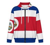 Sweat À Capuche Zippé À Manches Longues pour Homme - Sweat-Shirt De Sport À Capuche avec Poches Style Décontracté Et Humoristique Imprimé Drapeau du Costa Rica Taille 5XL