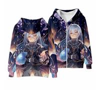 Sweat à capuche zippé Anime That Time I Got Reincarnated as a Slime Cartoon pour les fans de manga Rimuru, gris, L