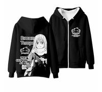 Sweat à capuche zippé Anime That Time I Got Reincarnated as a Slime pour fans de manga Rimuru Cosplay, Noir , L