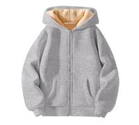 Sweat à capuche zippé doublé en polaire pour filles et garçons, veste polaire épaisse pour enfants, manteau à capuche chaud, couleur unie, veste anorak pour filles, taille 6 n8