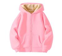 Sweat à capuche zippé doublé en polaire pour filles et garçons, veste polaire épaisse pour enfants, manteau à capuche chaud, couleur unie, veste anorak pour filles, taille 6 n8