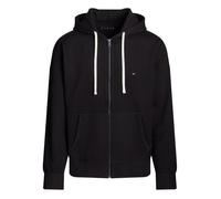Sweat à capuche zippé noir uni droite, col à capuche et à manches longues L