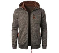 Sweat à capuche zippé en coton pour homme avec poche zippée, veste à capuche tendance à manches longues, pull à capuche classique de couleur unie, sweat à capuche confortable pour homme en hiver, café