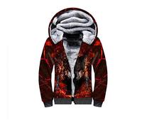 Sweat à capuche zippé en polaire imprimé loup 3D pour homme et femme - Veste d'hiver chaude double plus en velours pour cosplay, 6, XL