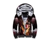 Sweat à capuche zippé en polaire imprimé loup 3D pour homme et femme - Veste d'hiver chaude double plus en velours pour cosplay, 1, 7XL