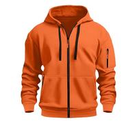 Sweat à capuche zippé en polaire pour homme avec poches zippées, sweat à capuche confortable à fermeture éclair, pull à manches longues, pull à capuche classique, tendance, sweat à capuche de travail