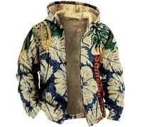 Sweat à Capuche Zippé en Polaire pour Hommes - Imprimé De Fleurs Abstraites Vestes à Capuche Chaudes Manteau à Manches Longues Décontracté Mode Sweat-Shirt Masculin, as Shown, S