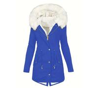 Sweat à capuche zippé en velours épais pour femme, Bleu #2, S
