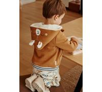 Sweat à capuche zippé enfant en molleton lamascotte camel 4A