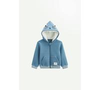 Sweat à capuche zippé enfant en molleton tao bleu 4A