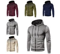 Sweat à capuche zippé grande taille pour homme - Sweat à capuche à fermeture éclair intégrale pour loisirs, fitness, sports de plein air, séchage rapide, sweat à manches longues, haut d'automne et