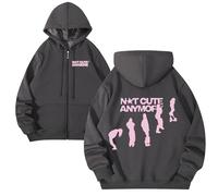 Sweat À Capuche Zippé Graphique Harajuku À Manches Longues NotCutAnymore Décontracté À Capuche for Les Fans Femmes Adolescentes(GRAY1,4XL)