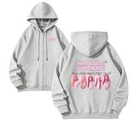 Sweat À Capuche Zippé Graphique Harajuku À Manches Longues NotCutAnymore Décontracté À Capuche for Les Fans Femmes Adolescentes(WHITEGRAY3,L)