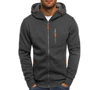 Sweat à Capuche Zippé Homme Sweat Shirt a Capuche Sport Hoodies Sweatshirt Pull Zippé Veste Sweat Uni Hoodie Zippée Epais Oversize Sweats Zippés Sweet Sportswear Ado Grande Taille Large Hiver Gris
