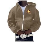 Sweat À Capuche Zippé Homme Veste Léger en Tissu Éponge, Coupe Confortable Hoodie Pull Manches Longues Sportswear pour Gym, Travail, Sports d'extérieur Vestes d'automne avec Plusieurs Poches
